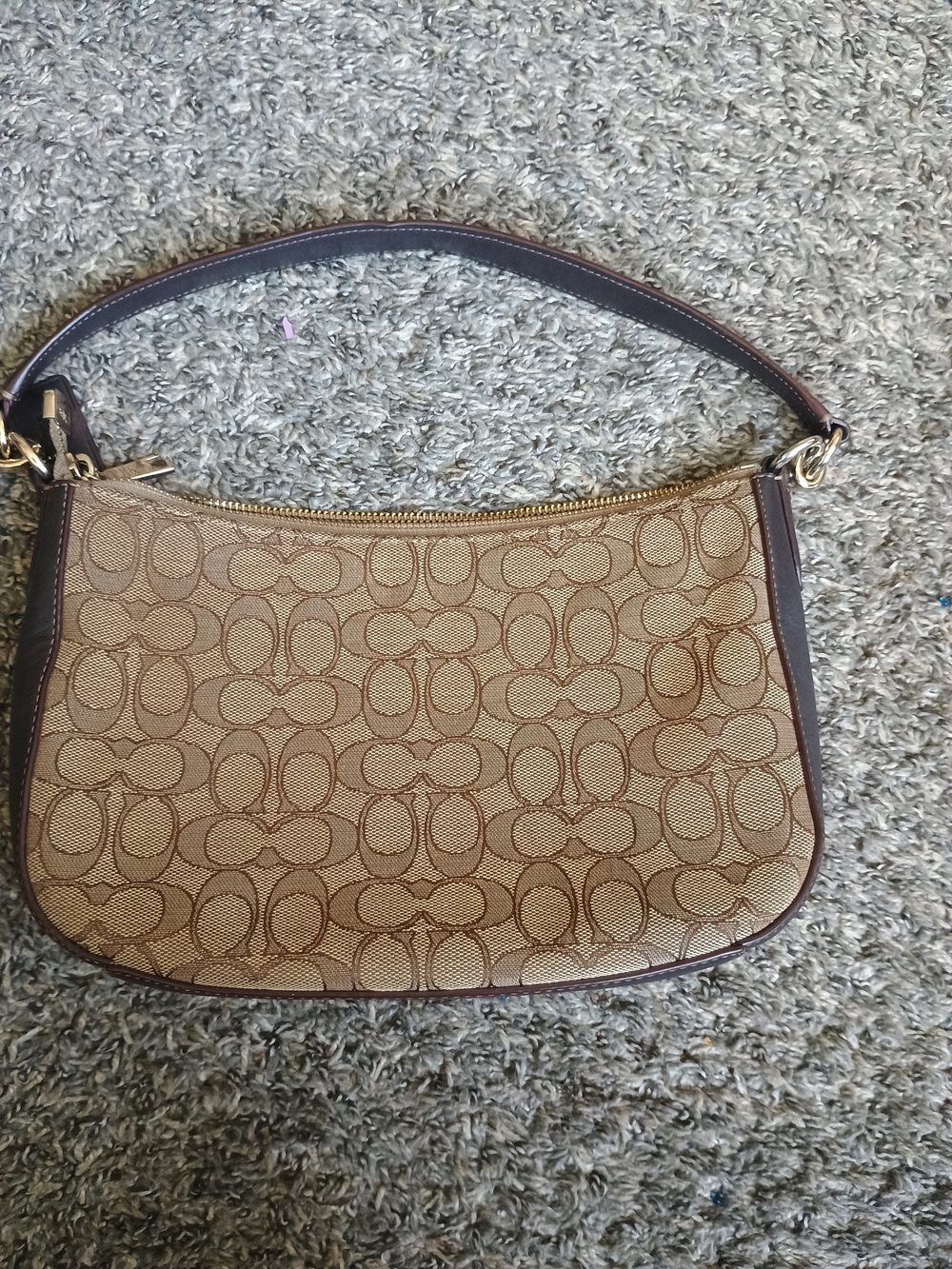 Coach Tan Brown Signature Jacquard Shoulder Bag